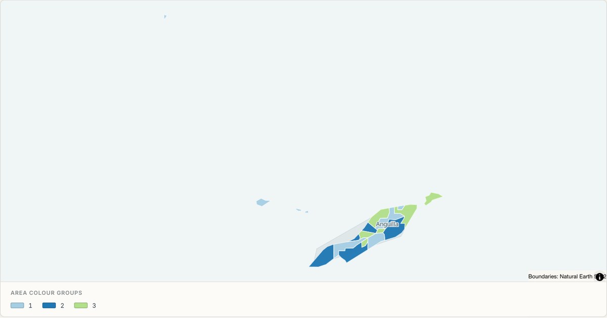 Anguilla administrative map — Categorical regions built from TopoJSON