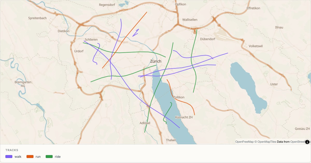 GPS tracks in the Alps — Route map