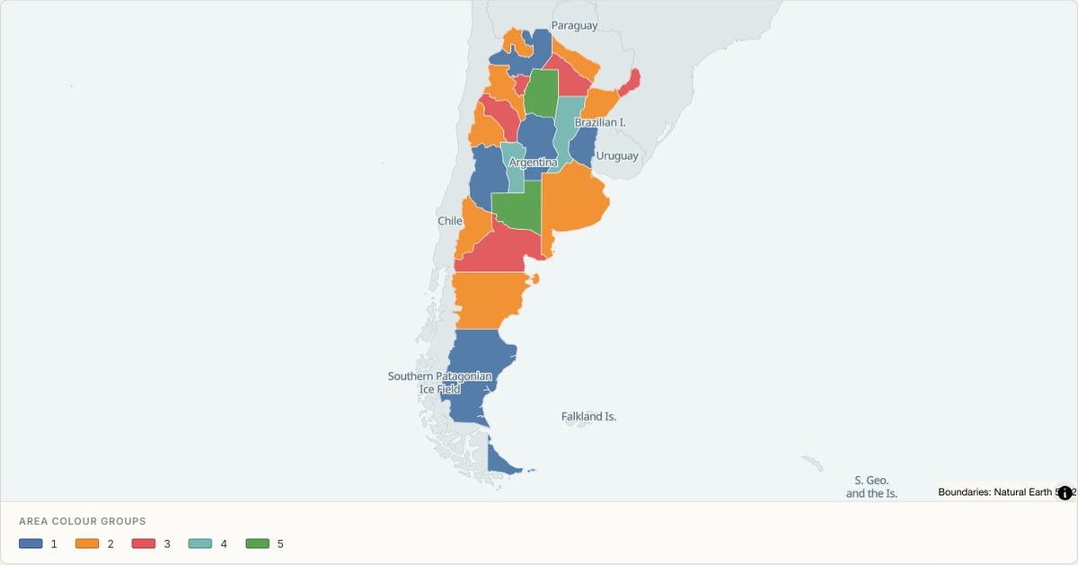 Argentina administrative map — Categorical regions built from TopoJSON