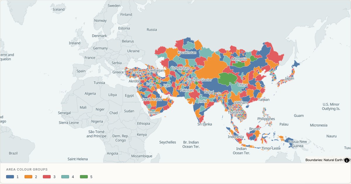 Asia administrative divisions — Categorical regions built from TopoJSON