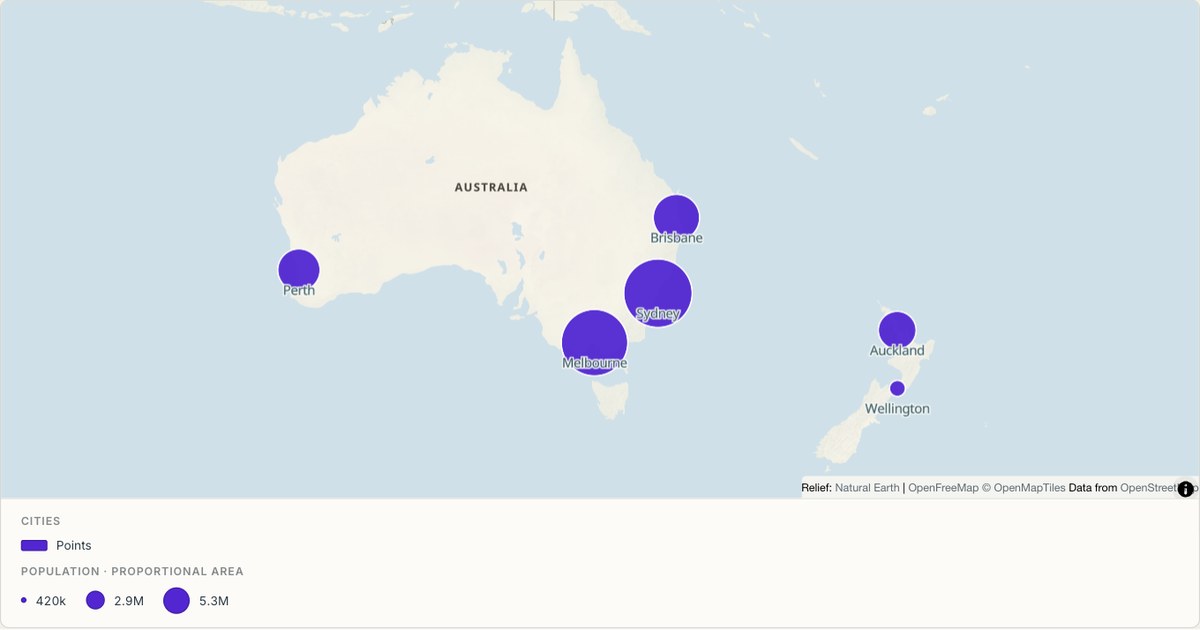 Australian coastal cities — Point map