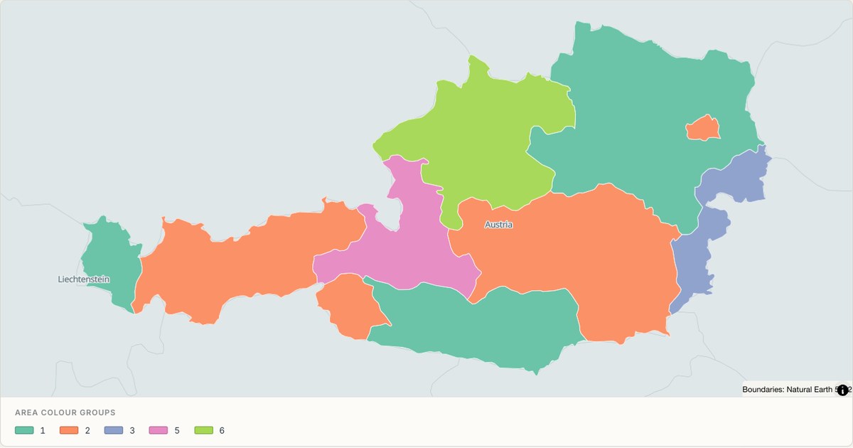 Austria administrative map — Categorical regions built from TopoJSON