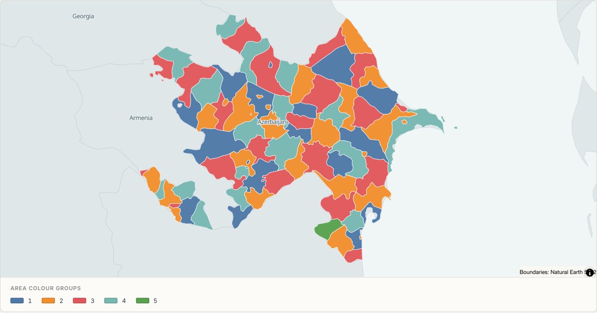Azerbaijan administrative map — Categorical regions built from TopoJSON