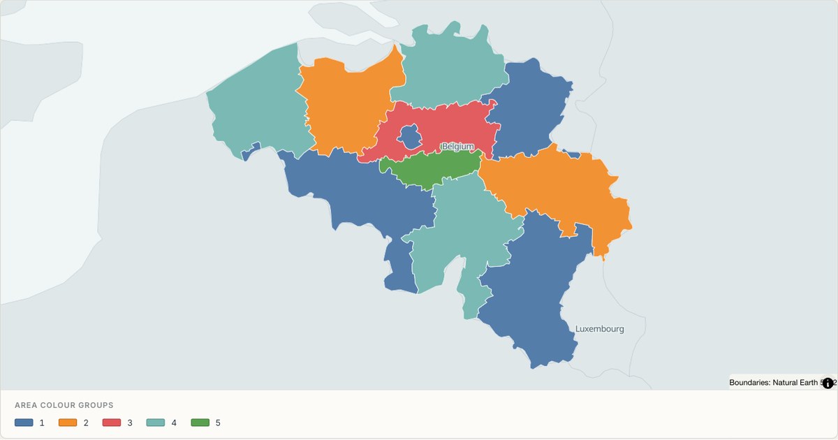 Belgium administrative map — Categorical regions built from TopoJSON