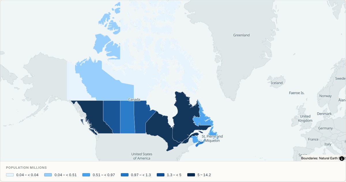 Population across Canada — Choropleth built from GeoJSON