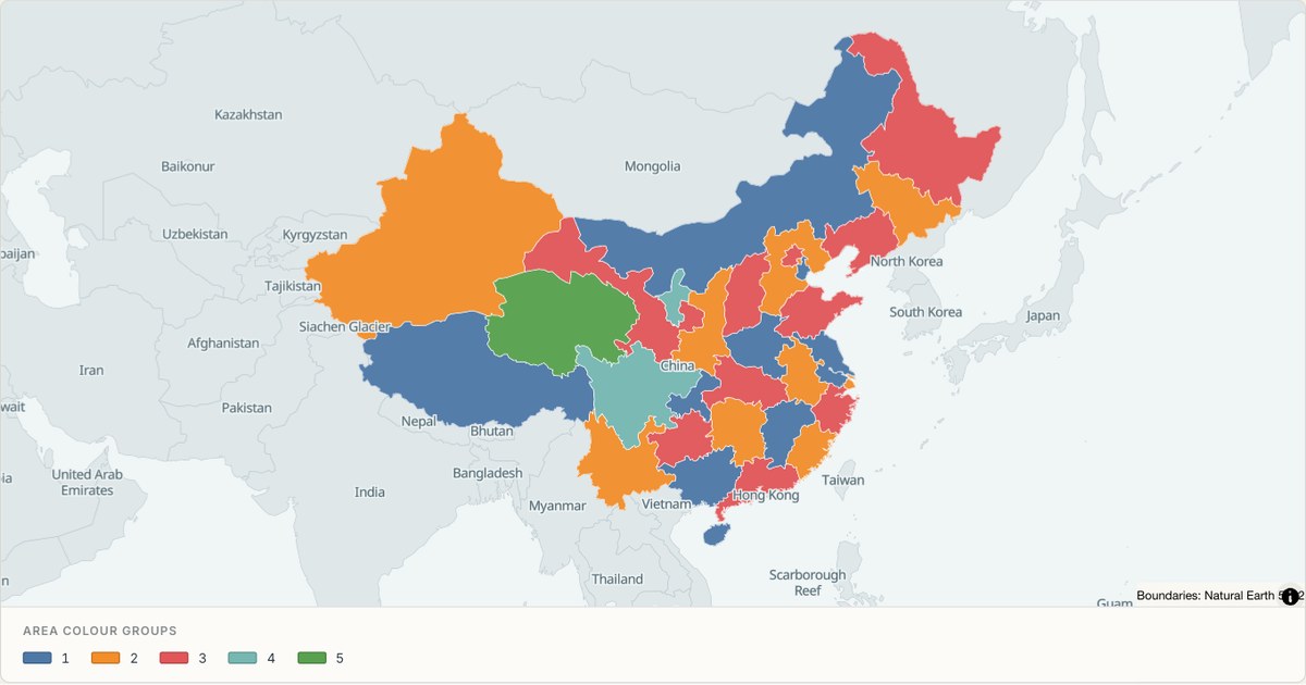 China administrative map — Categorical regions built from TopoJSON