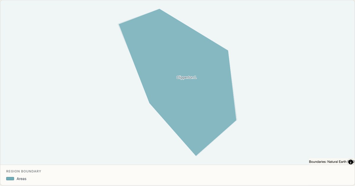 Clipperton Island boundary map — Single boundary built from TopoJSON