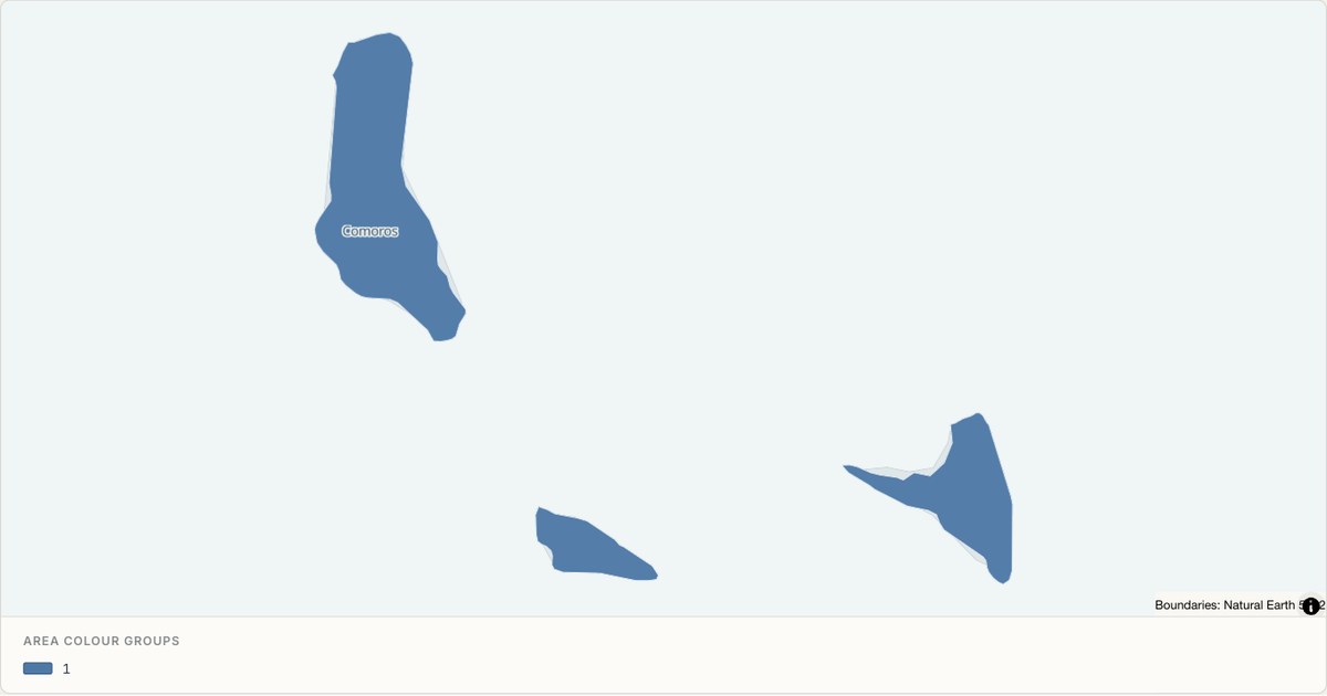 Comoros administrative map — Categorical regions built from TopoJSON