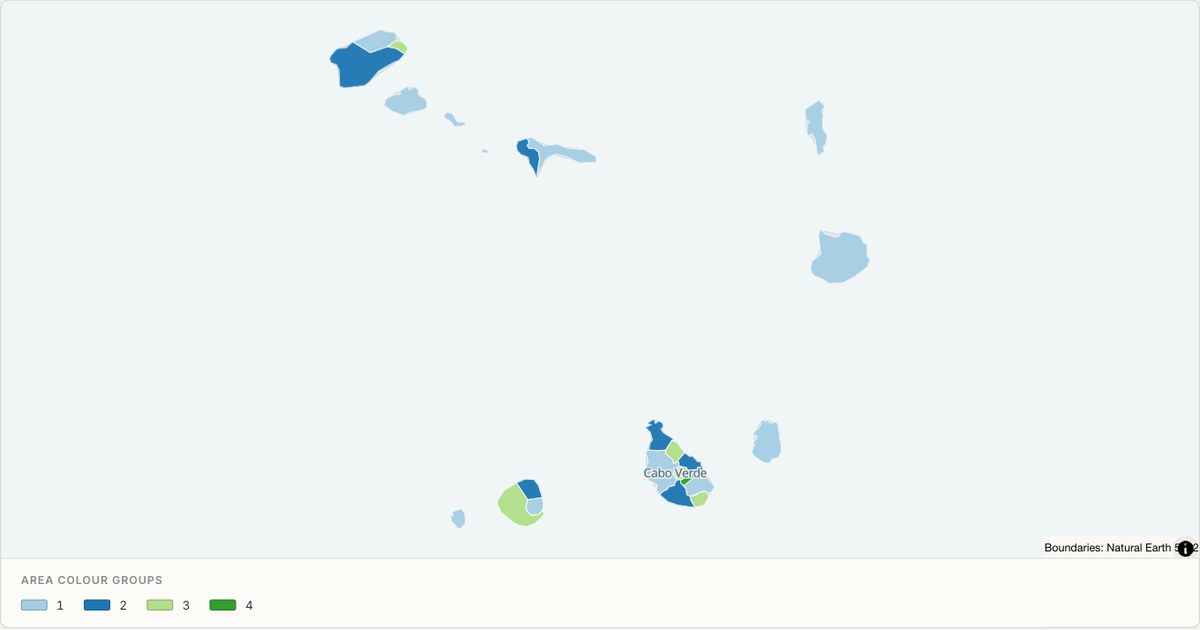 Cape Verde administrative map — Categorical regions built from TopoJSON