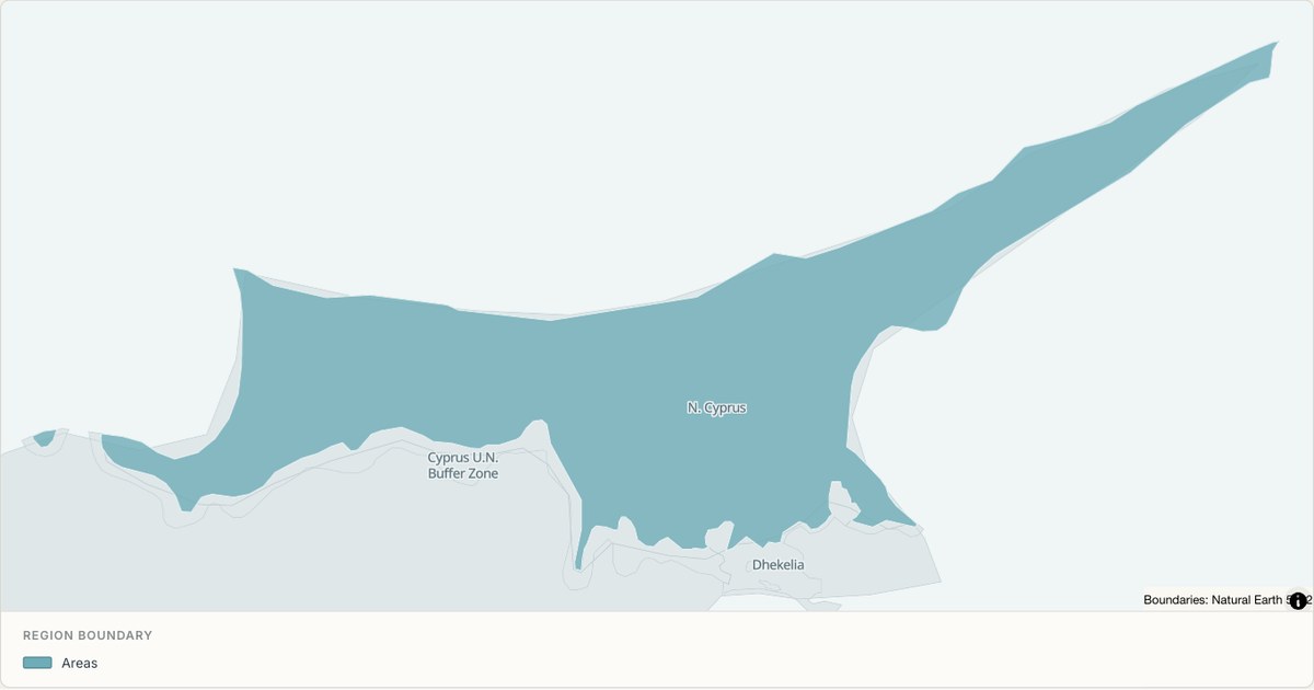 Northern Cyprus boundary map — Single boundary built from TopoJSON