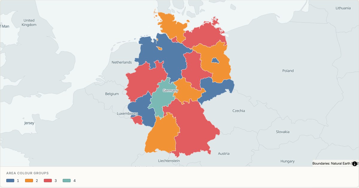 Germany administrative map — Categorical regions built from TopoJSON