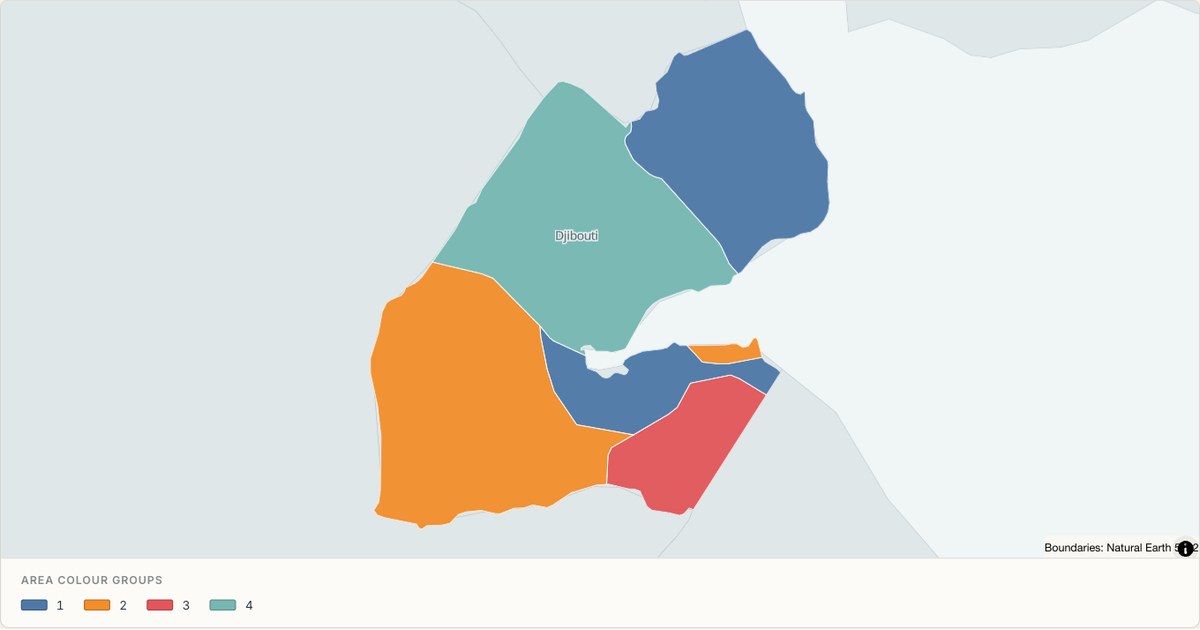 Djibouti administrative map — Categorical regions built from TopoJSON