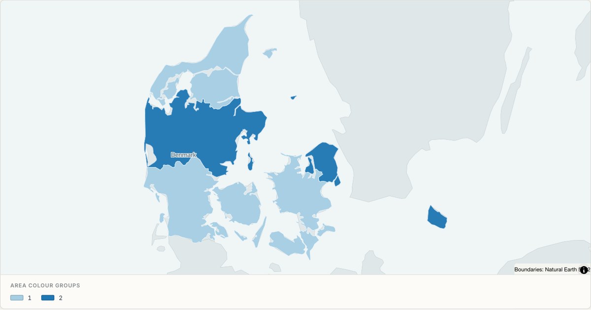 Denmark administrative map — Categorical regions built from TopoJSON