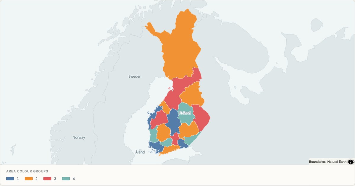 Finland administrative map — Categorical regions built from TopoJSON