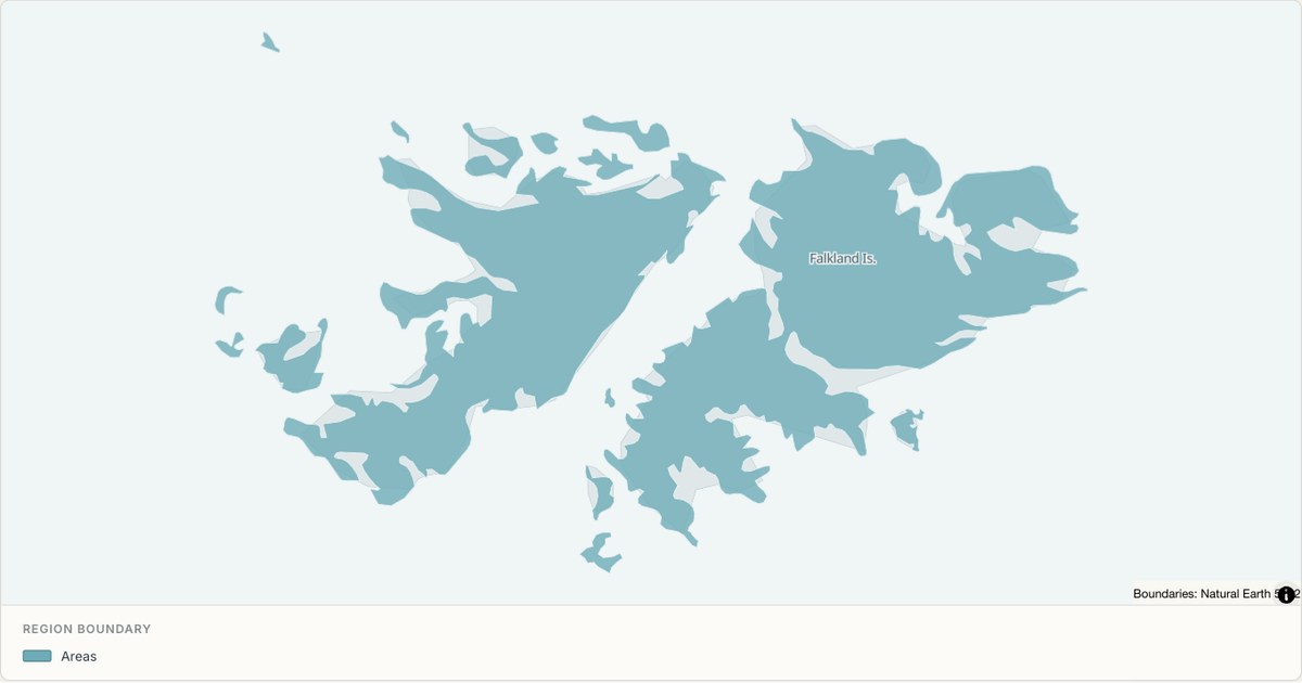 Falkland Islands boundary map — Single boundary built from TopoJSON