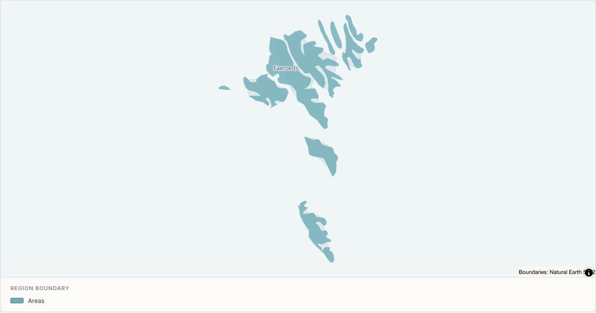 Faroe Islands boundary map — Single boundary built from TopoJSON