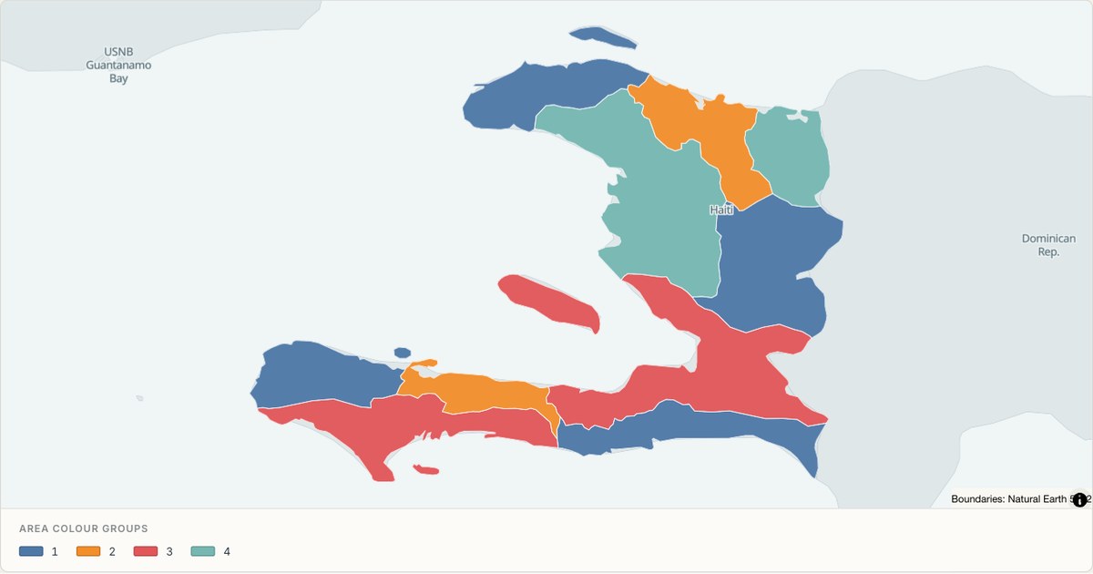 Haiti administrative map — Categorical regions built from TopoJSON