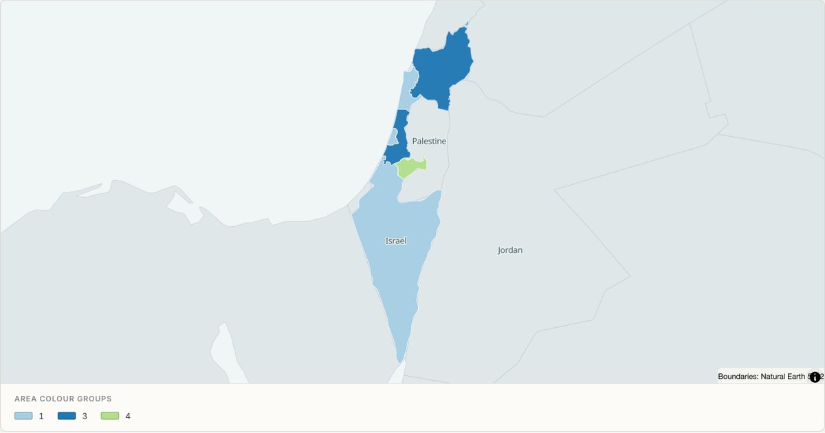 Israel administrative map — Categorical regions built from TopoJSON