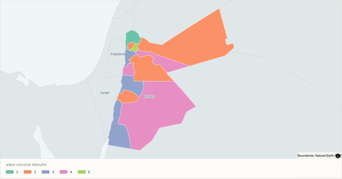 Jordan administrative map — Categorical regions built from TopoJSON