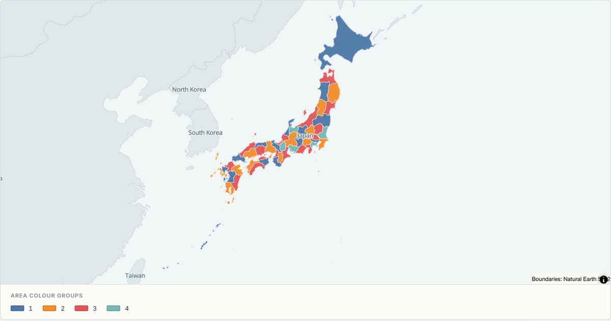 Japan administrative map — Categorical regions built from TopoJSON