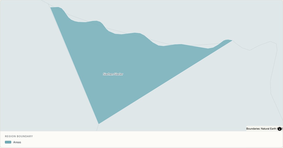 Siachen Glacier boundary map — Single boundary built from TopoJSON