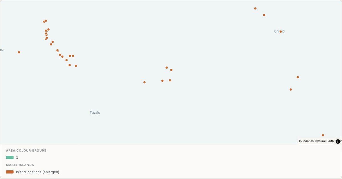 Kiribati administrative map — Categorical regions built from TopoJSON