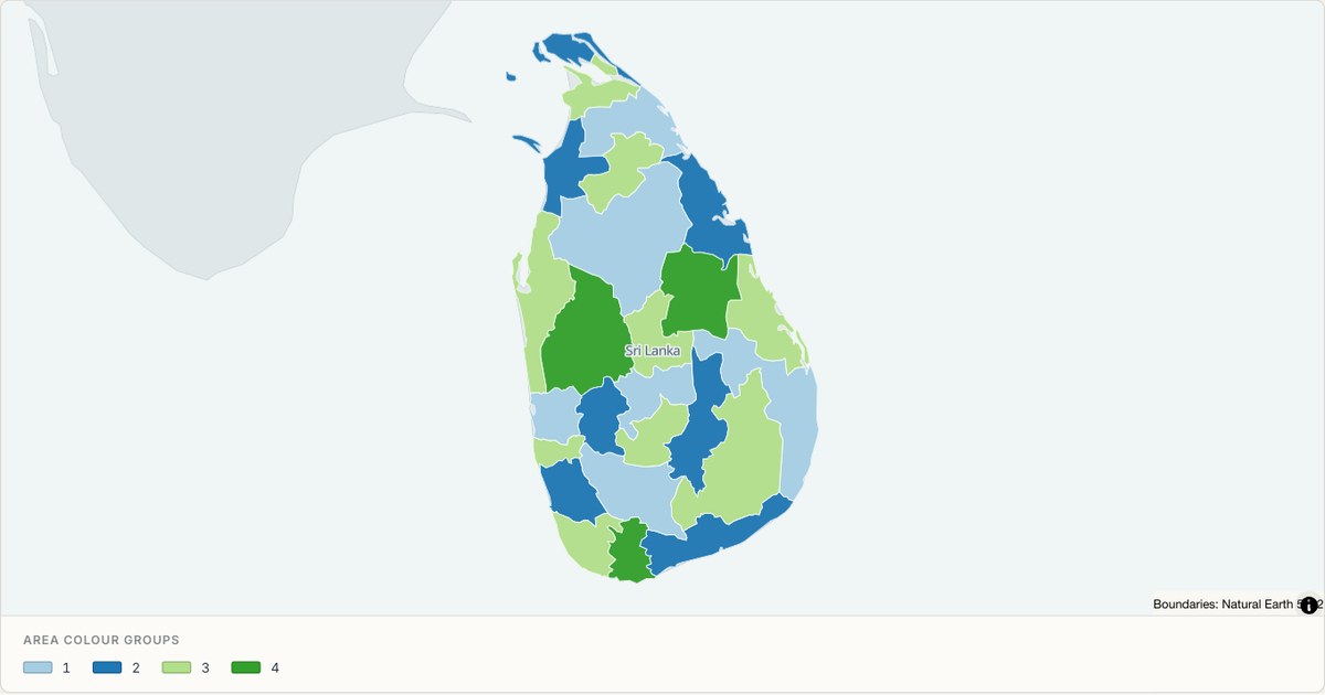 Sri Lanka administrative map — Categorical regions built from TopoJSON