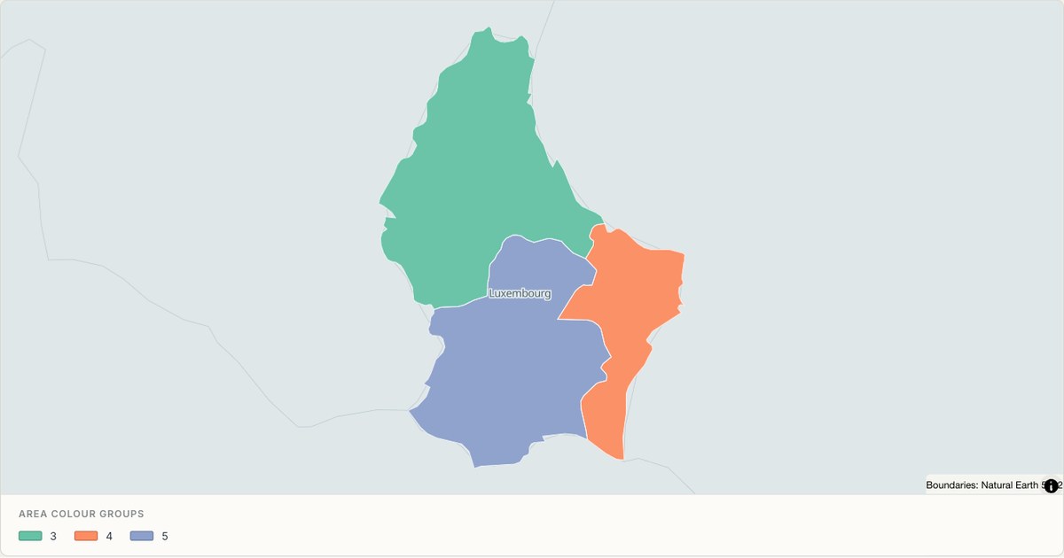 Luxembourg administrative map — Categorical regions built from TopoJSON