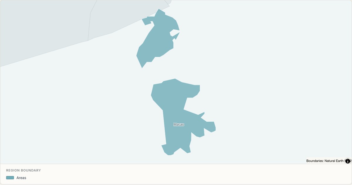 Macau S.A.R boundary map — Single boundary built from TopoJSON
