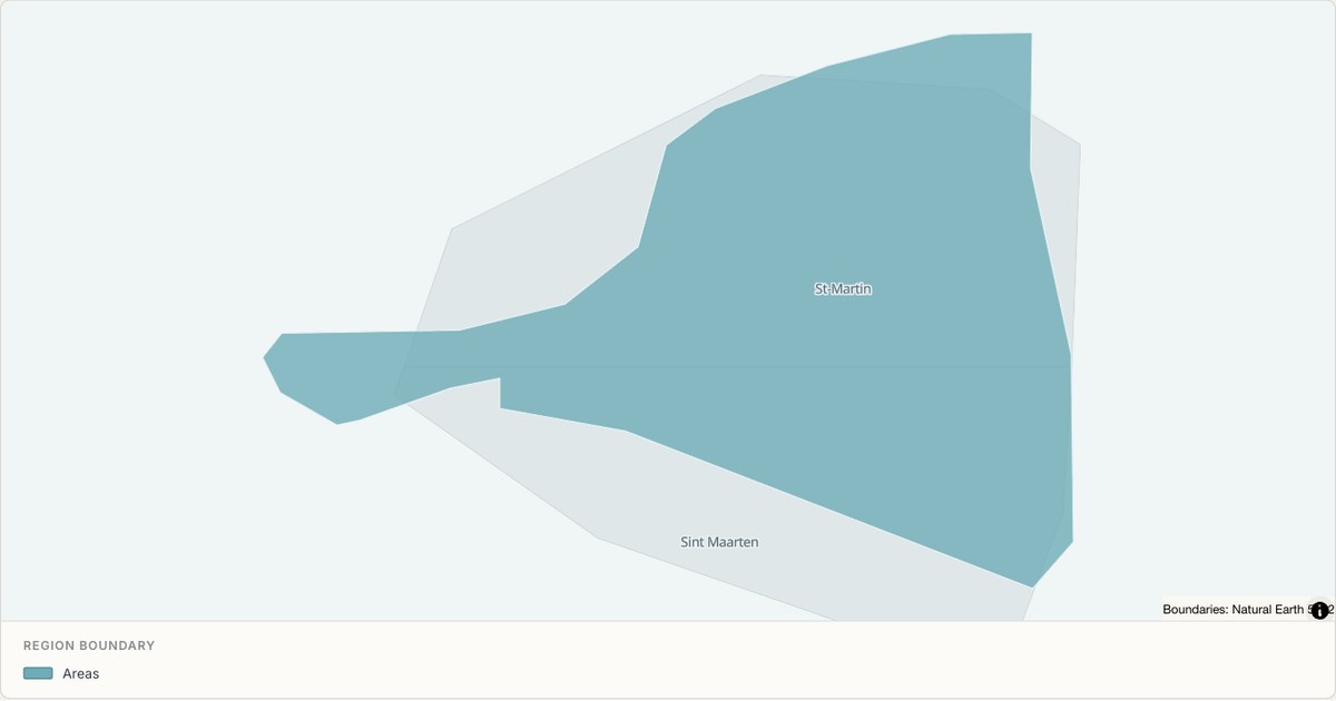 Saint Martin boundary map — Single boundary built from TopoJSON