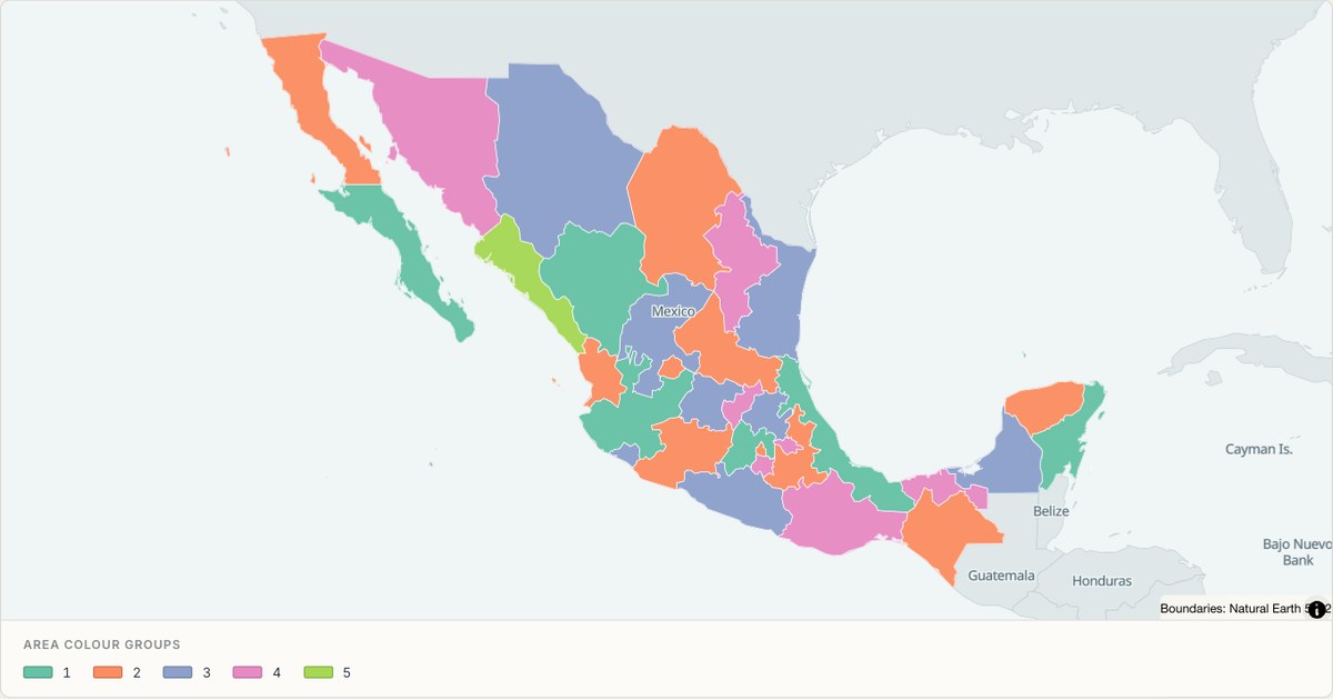 Mexico administrative map — Categorical regions built from TopoJSON
