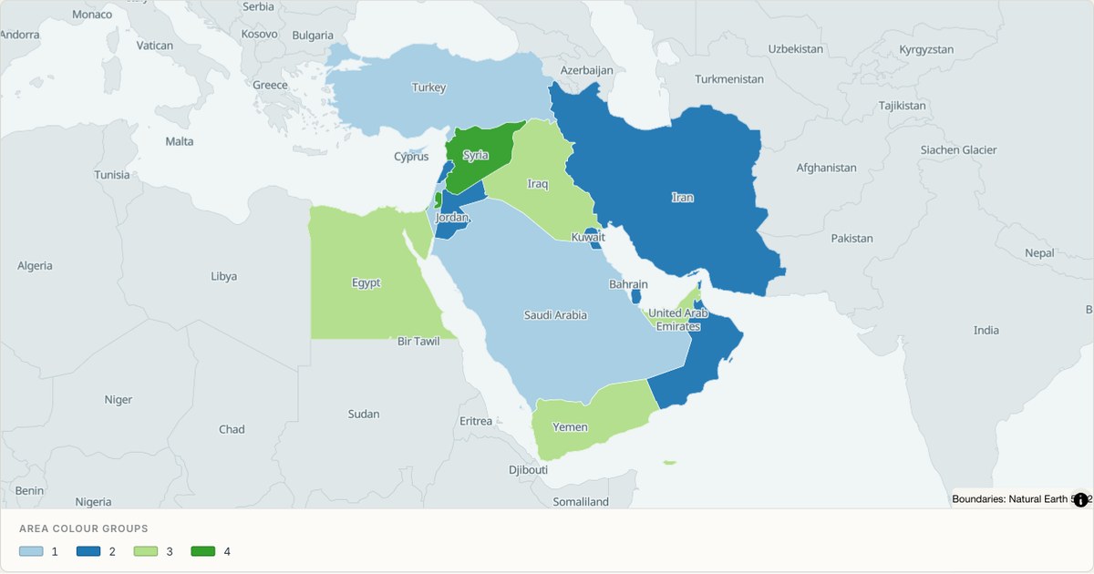 Middle East — Categorical regions built from TopoJSON