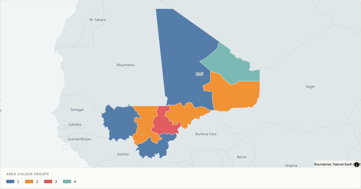 Mali administrative map — Categorical regions built from TopoJSON
