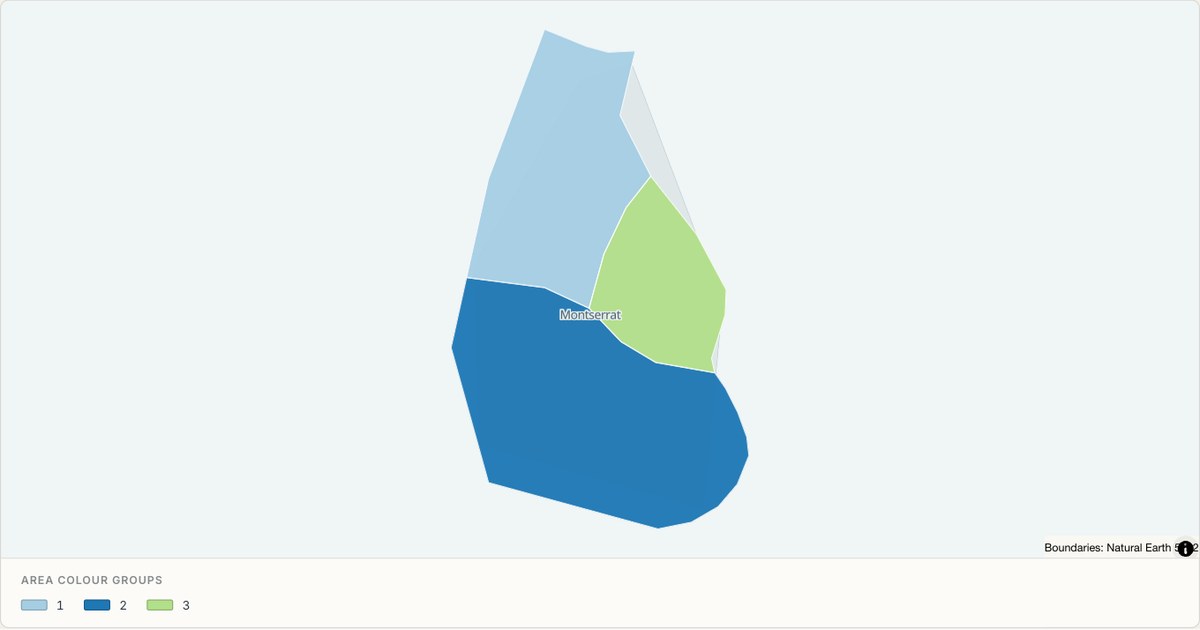 Montserrat administrative map — Categorical regions built from TopoJSON