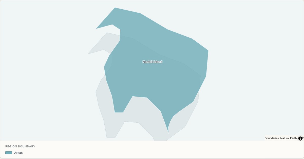 Norfolk Island boundary map — Single boundary built from TopoJSON