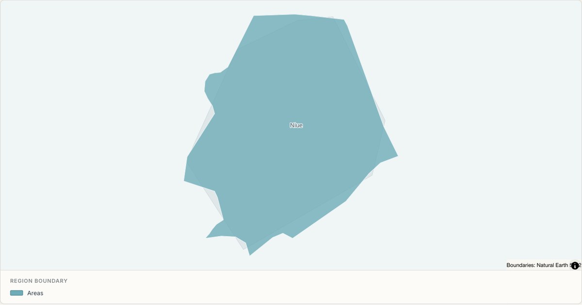Niue boundary map — Single boundary built from TopoJSON