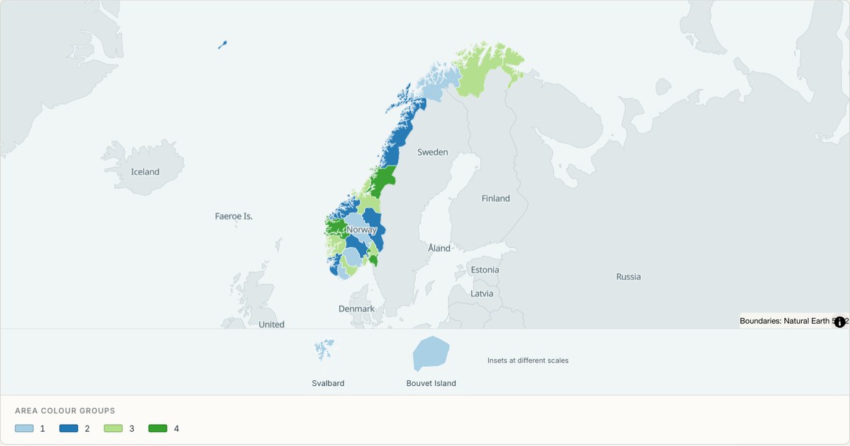 Norway administrative map — Categorical regions built from TopoJSON