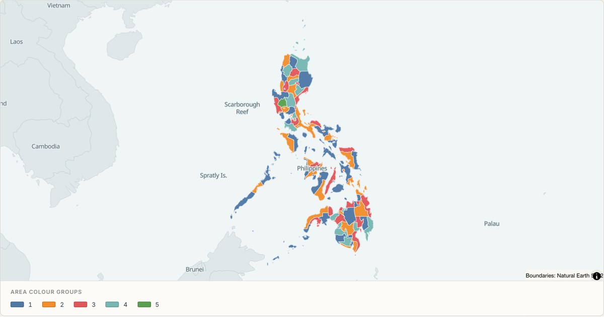 Philippines administrative map — Categorical regions built from TopoJSON