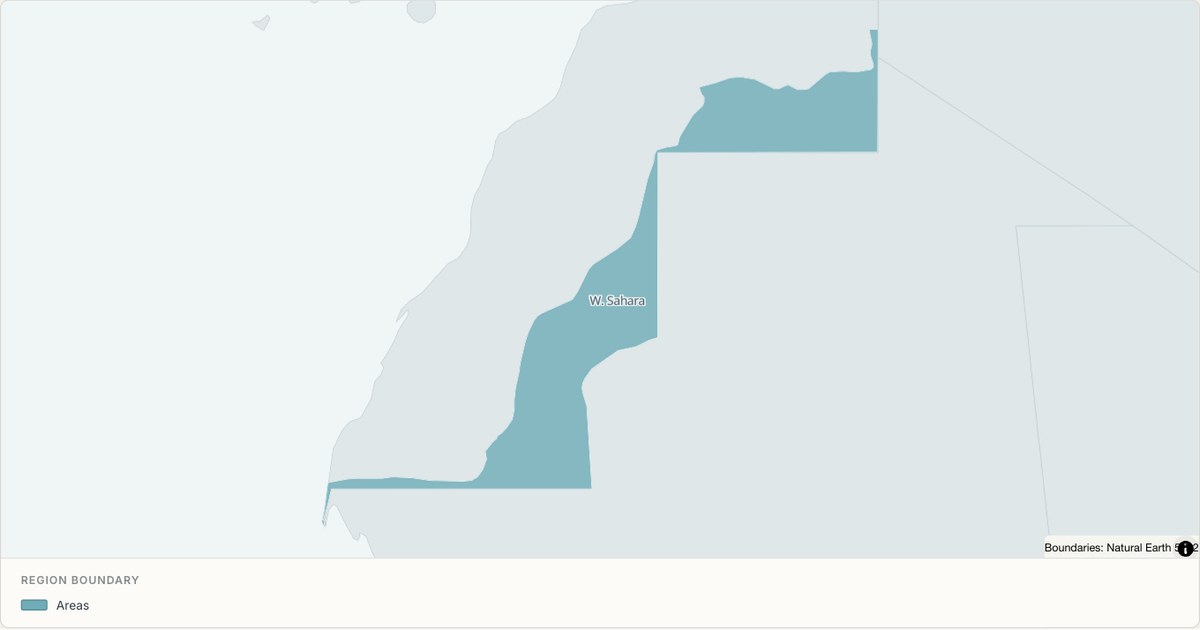 Western Sahara boundary map — Single boundary built from TopoJSON