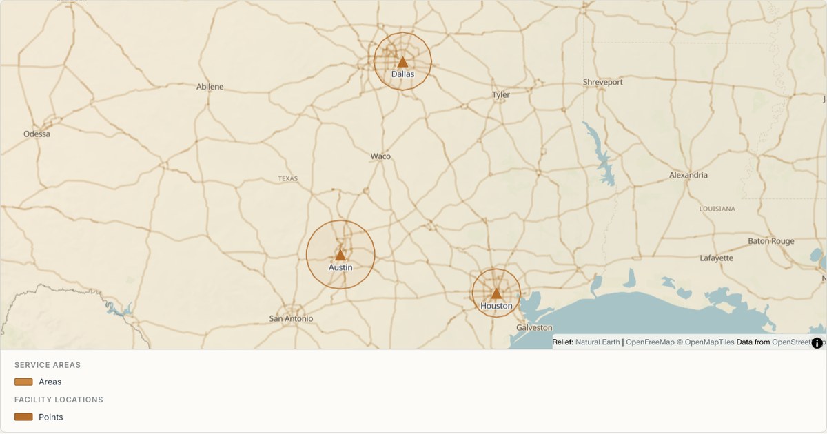 Texas school catchments — Outline buffers