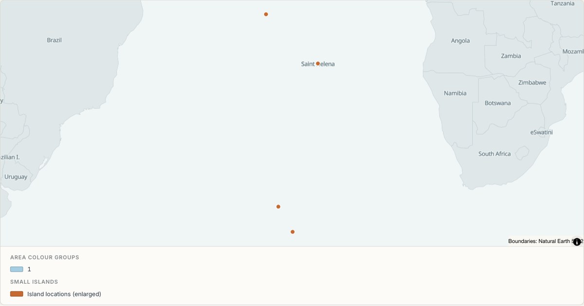 Saint Helena administrative map — Categorical regions built from TopoJSON