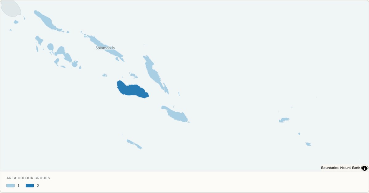 Solomon Islands administrative map — Categorical regions built from TopoJSON