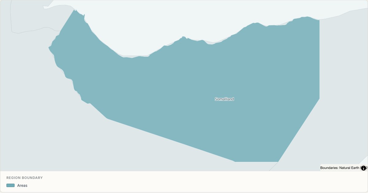 Somaliland boundary map — Single boundary built from TopoJSON