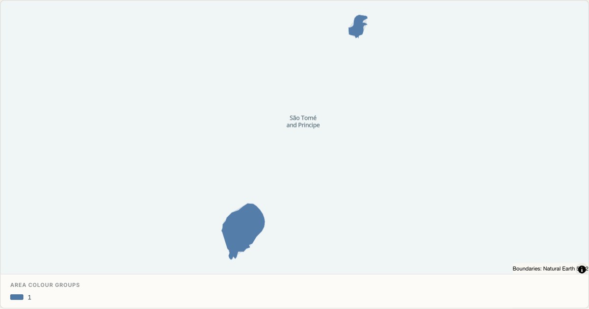 Sao Tome and Principe administrative map — Categorical regions built from TopoJSON