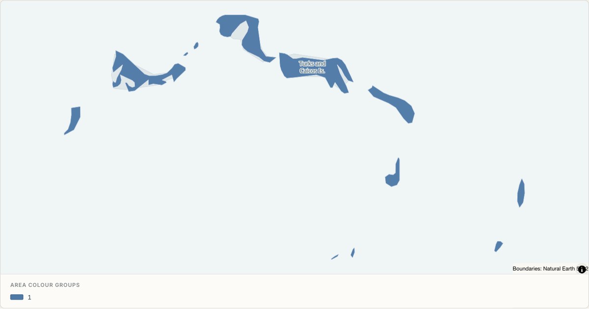 Turks and Caicos Islands administrative map — Categorical regions built from TopoJSON