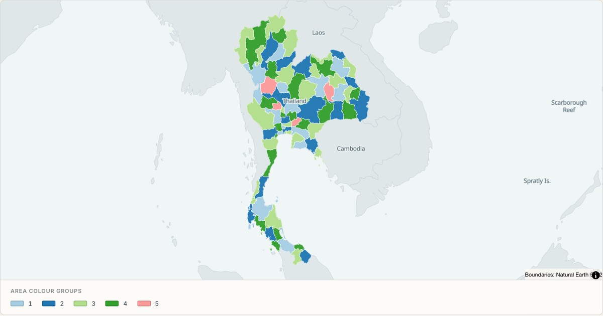 Thailand administrative map — Categorical regions built from TopoJSON