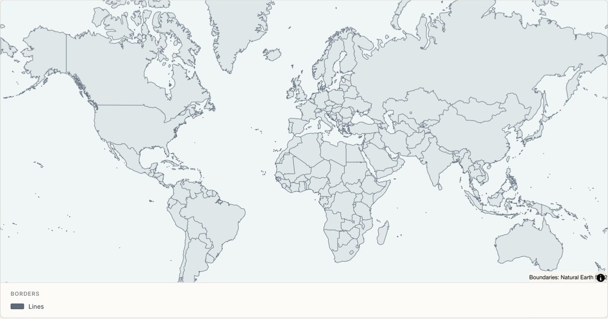 World borders drawn as lines — Boundary lines built from TopoJSON