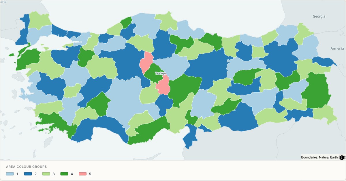 Turkey administrative map — Categorical regions built from TopoJSON