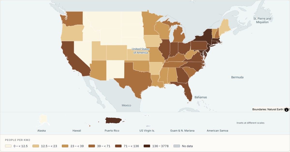 US population density — Choropleth