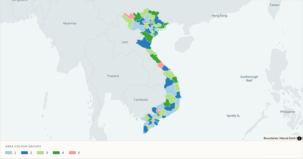 Vietnam administrative map — Categorical regions built from TopoJSON
